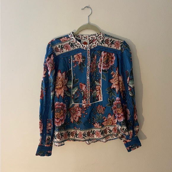 Farm Rio Wonderful Bouquet Long-Sleeve Blouse - Picture 1 of 7